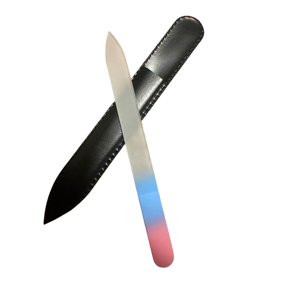 Mont Bleu Czech Tempered Glass Nail File Blue Pink Gradient with Case 5.31in